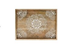 AHŞAP MANDALA TEPSİ 38X28CM