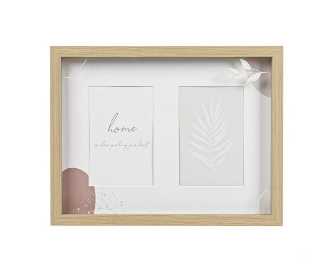 AHŞAP 10x15CM FOTO HAZNELİ 2 BÖLMELİ DUVAR ÇERÇEVESİ 32x25CM