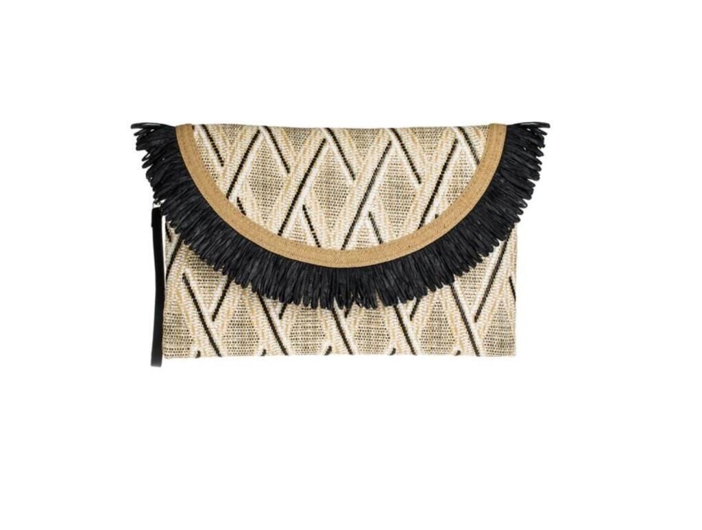 SİYAH BEJ JÜT EL ÇANTASI 32X22CM