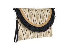 SİYAH BEJ JÜT EL ÇANTASI 32X22CM