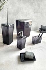 BİGA 5 PARÇA BANYO SETİ ŞEFFAF SİYAH