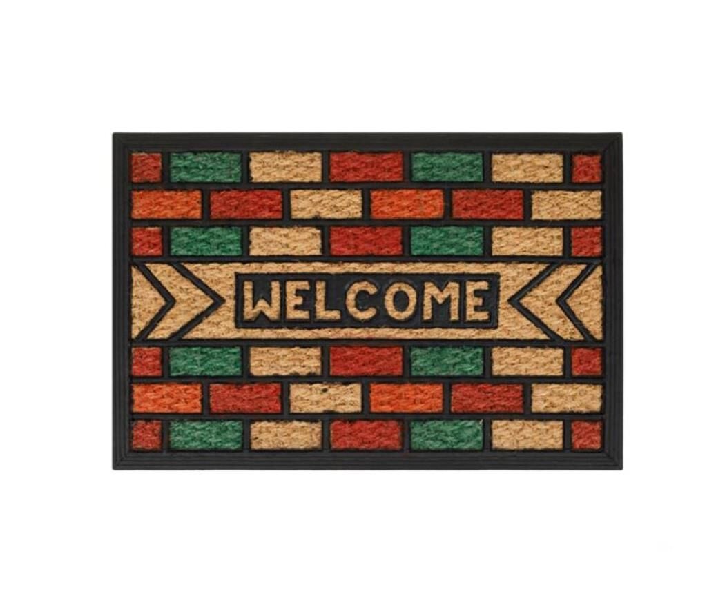 RENKLİ DİKDÖRTGEN KAPI ÖNÜ PASPASI 60X40CM