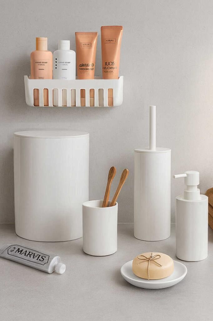 FLORES 6 PARÇA BANYO SETİ BEYAZ