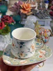 ÇİÇEK DESENLİ 6 KİŞİLİK TÜRK KAHVESİ FİNCANI