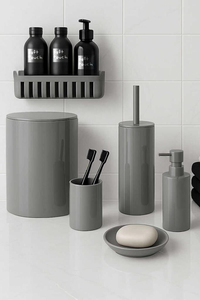 FLORES 6 PARÇA BANYO SETİ GRİ
