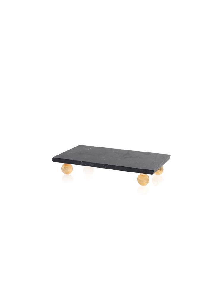 MERMER BONCUK SİYAH AYAKLI SERVİS TABAK 20X10CM