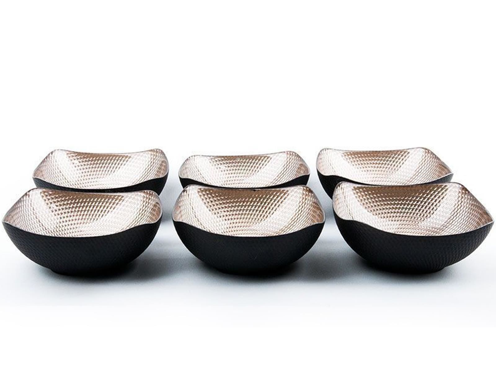 MAT KARE SİYAH BRONZ 6'LI KASE 13cm