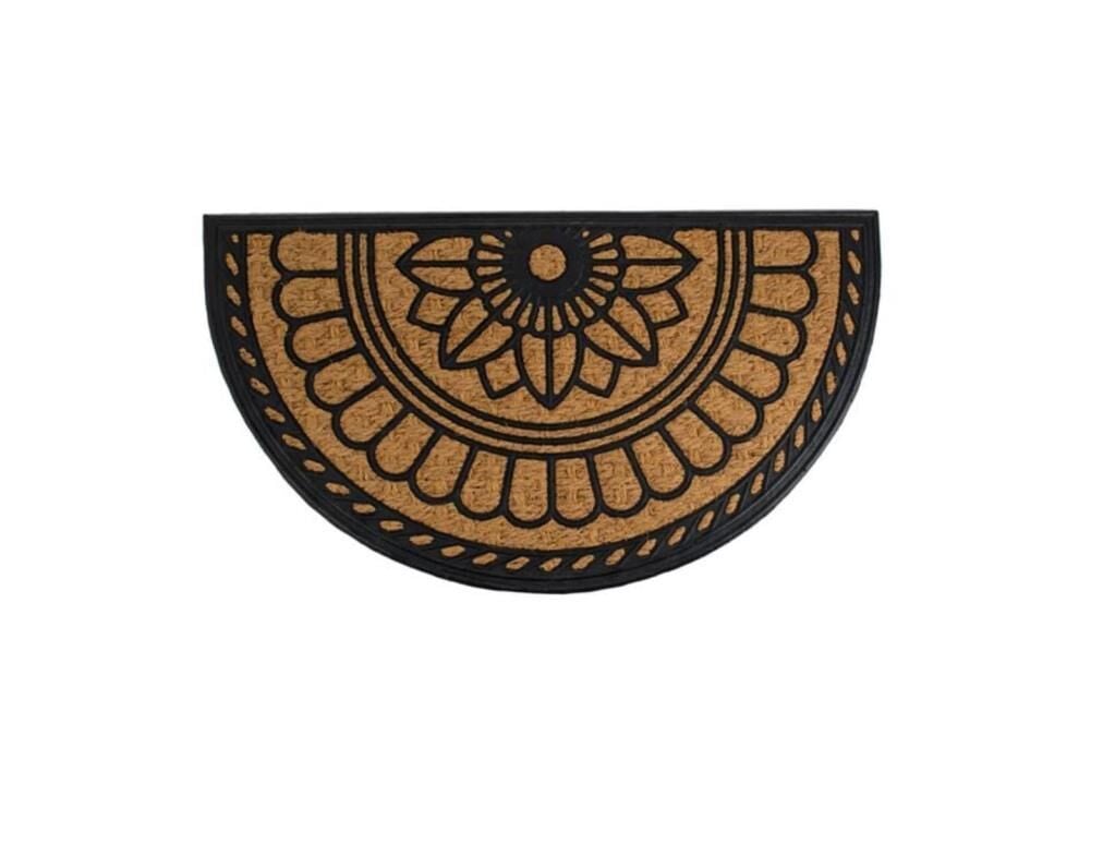 SİYAH BEJ OVAL KAPI ÖNÜ PASPAS 70X40CM