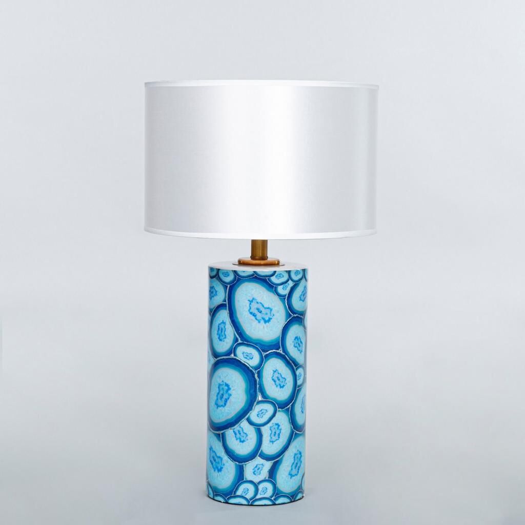 MAVİ BEYAZ ABAJUR 63CM