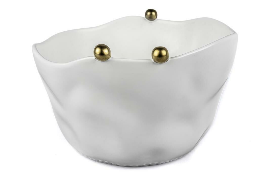 BEYAZ GOLD TOPLU PORSELEN KASE 20X13CM