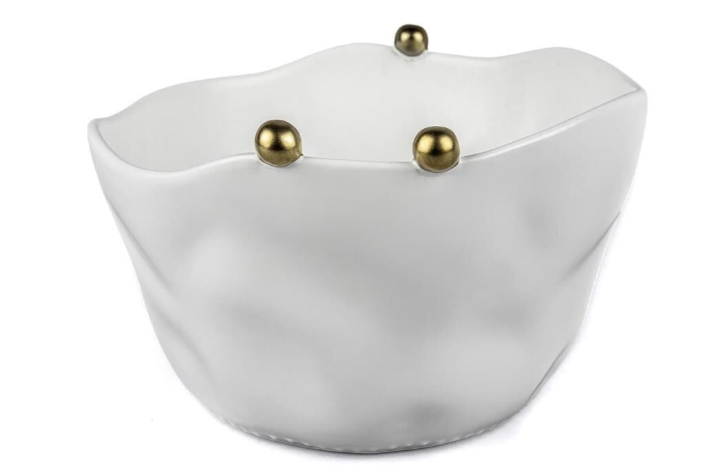BEYAZ GOLD TOPLU PORSELEN KASE 20X13CM