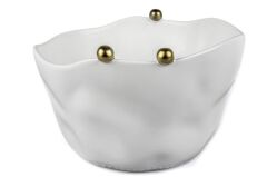 BEYAZ GOLD TOPLU PORSELEN KASE 20X13CM