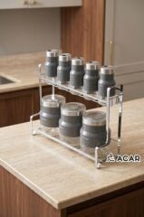 COLT GRİ GÜMÜŞ 8 PARÇA STANDLI CAM BAHARAT SETİ