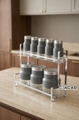 COLT GRİ GÜMÜŞ 8 PARÇA STANDLI CAM BAHARAT SETİ