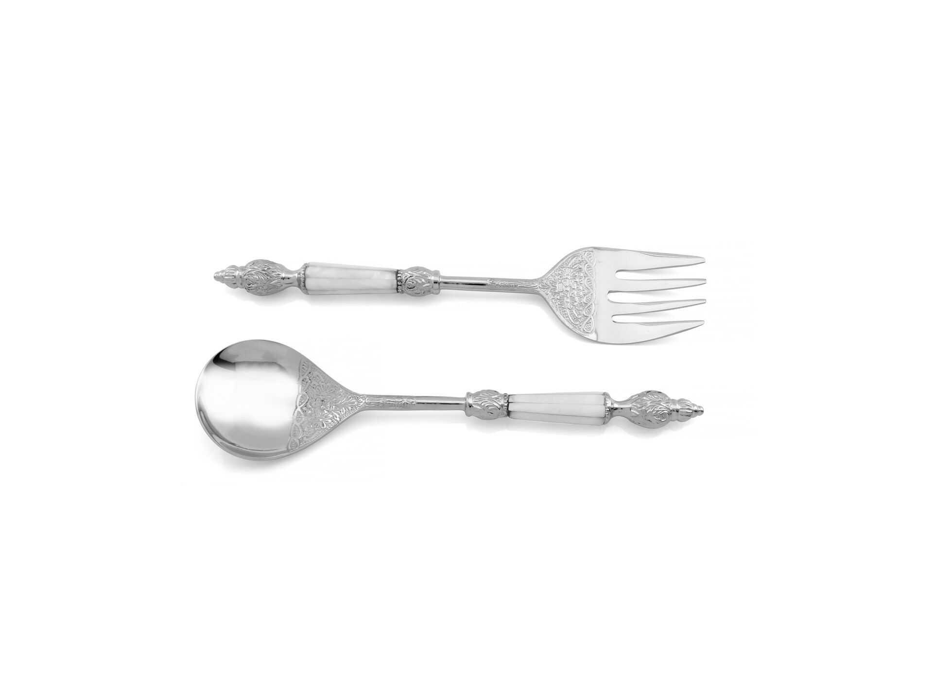 GÜMÜŞ ÇİÇEK DESEN 2'Lİ SALATA SERVİS SETİ