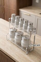 COLT BEJ GÜMÜŞ 8 PARÇA STANDLI CAM BAHARAT SETİ