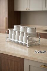 COLT BEJ GÜMÜŞ 8 PARÇA STANDLI CAM BAHARAT SETİ