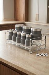 COLT GRİ GÜMÜŞ 8 PARÇA STANDLI CAM BAHARAT SETİ