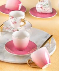 MAGNOLIA PEMBE 6 KİŞİLİK TÜRK KAHVESİ FİNCANI