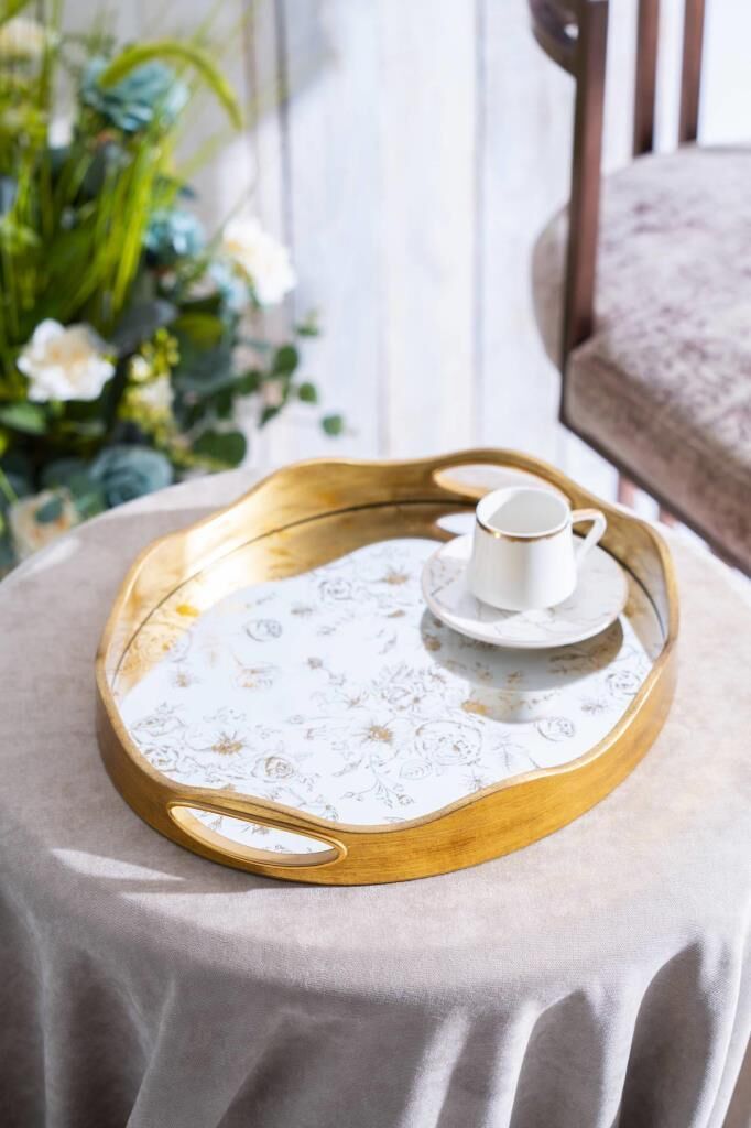 ROSA AYNALI OVAL BÜYÜK TEPSİ 43x35CM