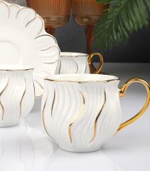 BEYAZ ALTIN 6 KİŞİLİK TÜRK KAHVESİ FİNCANI