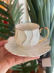 BEYAZ ALTIN 6 KİŞİLİK TÜRK KAHVESİ FİNCANI