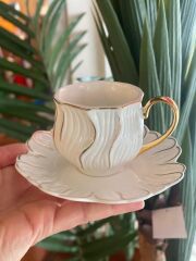 BEYAZ ALTIN 6 KİŞİLİK TÜRK KAHVESİ FİNCANI