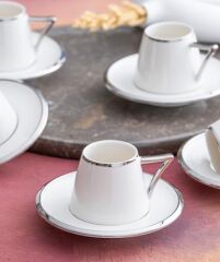 CAMILLIO BEYAZ GÜMÜŞ 6 KİŞİLİK TÜRK KAHVESİ FİNCANI