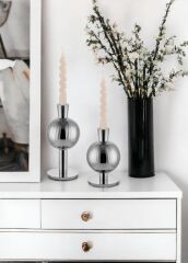 GÜMÜŞ DEKORATİF MUMLUK 9X9X23CM