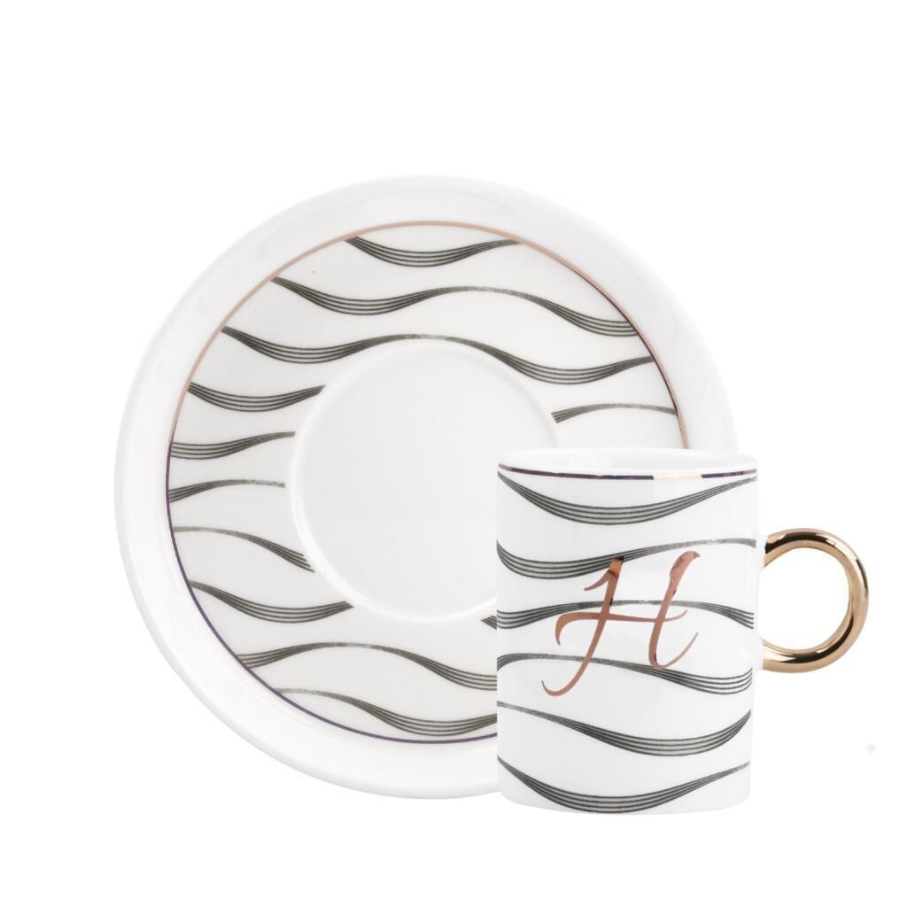 MONO H HARFİ TEK KİŞİLİK TÜRK KAHVESİ FİNCANI