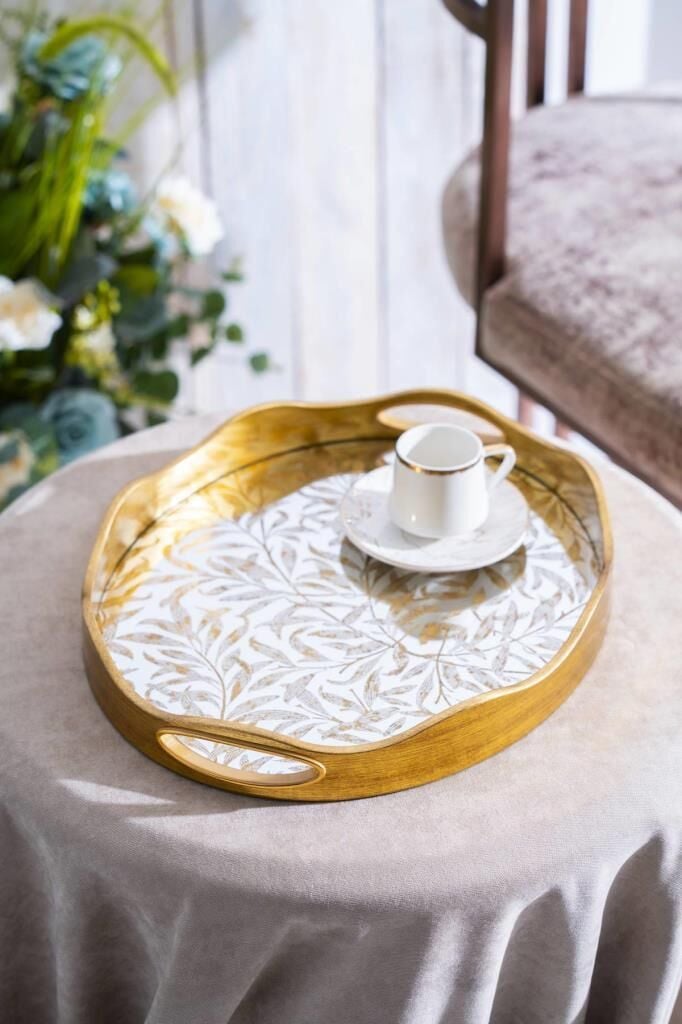 MYRA AYNALI OVAL BÜYÜK TEPSİ 43x35cm