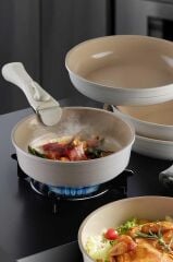 NEOFLAM MİDAS BEJ 7 PARÇA TAVA SETİ