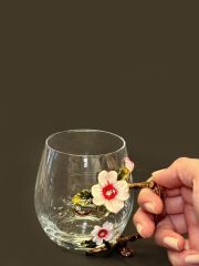 MAVİ METAL KULPLU CAM KUPA