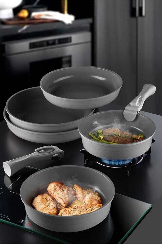 NEOFLAM MİDAS GRİ 7 PARÇA TAVA SETİ