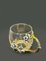 PEMBE METAL KULPLU CAM KUPA