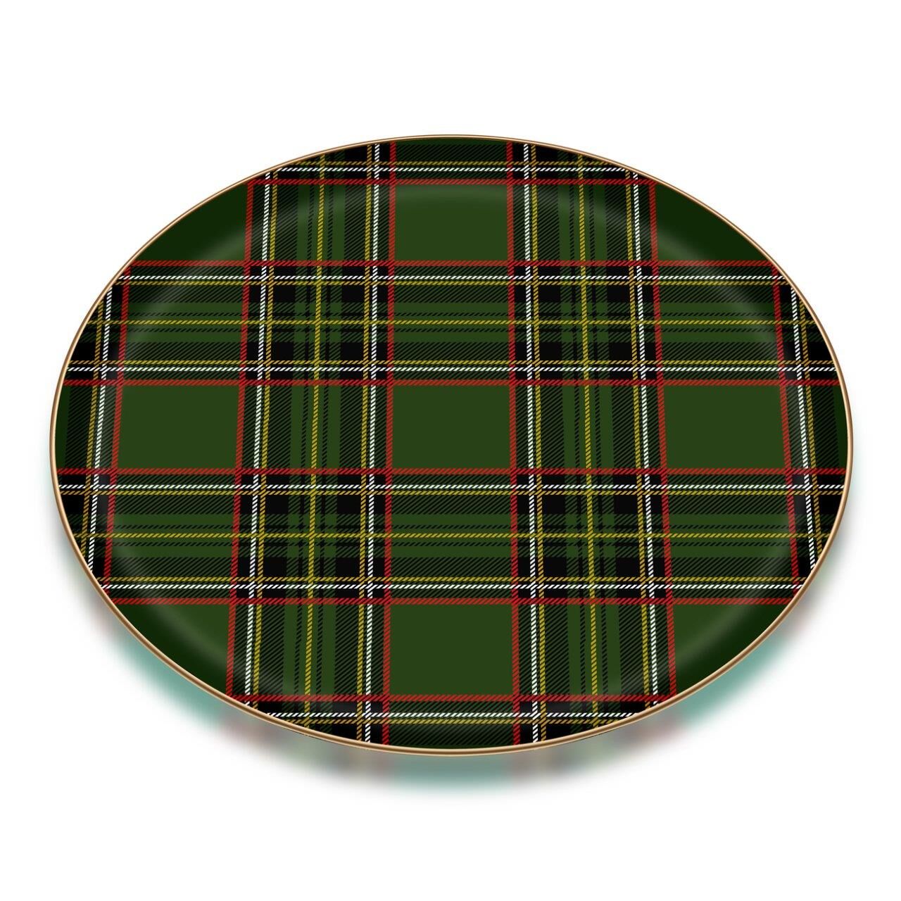 EKOSE YEŞİL PARLAK ALTIN CAM TEPSİ