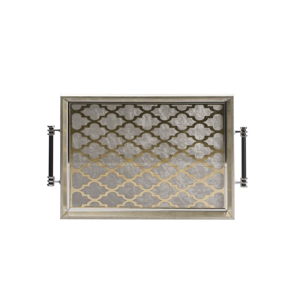 GRİ İKAT DESEN TEPSİ 43X31CM