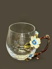 MAVİ METAL KULPLU CAM KUPA