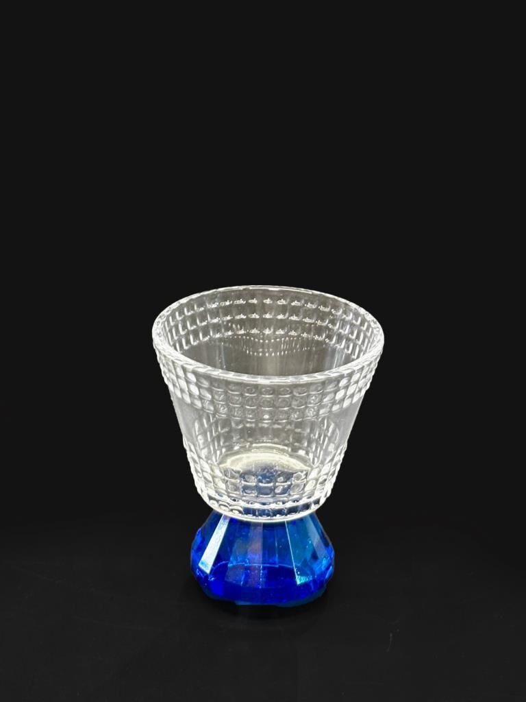 KRİSTAL AYAKLI LACİVERT TEKLİ KAHVE YANI BARDAK