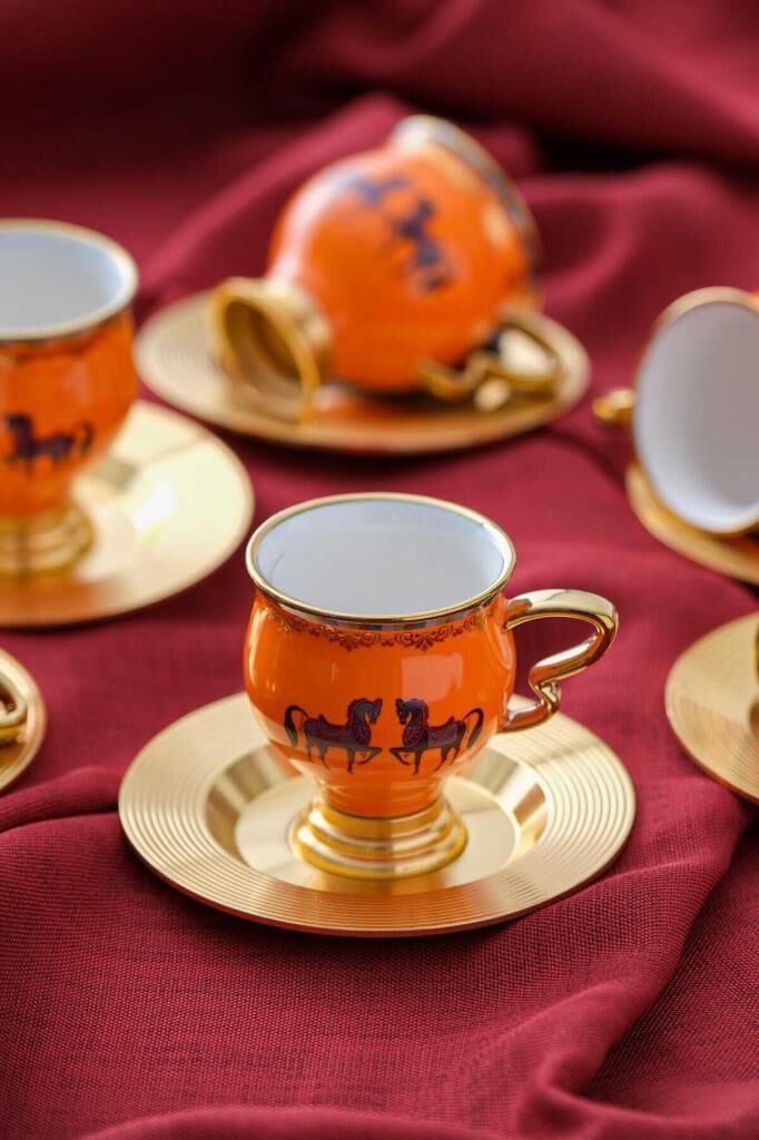 JASMINE TURUNCU 6 KİŞİLİK TÜRK KAHVESİ FİNCANI