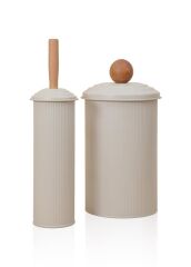 STRİPE BEJ ÇÖP KOVASI&TUVALET FIRÇASI