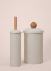 STRİPE BEJ ÇÖP KOVASI&TUVALET FIRÇASI