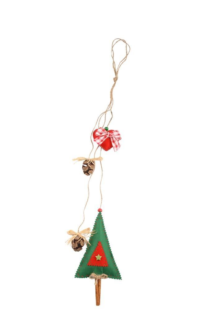 YEŞİL ÇAM AĞACI KEÇE KAPI SÜSÜ 10X21CM