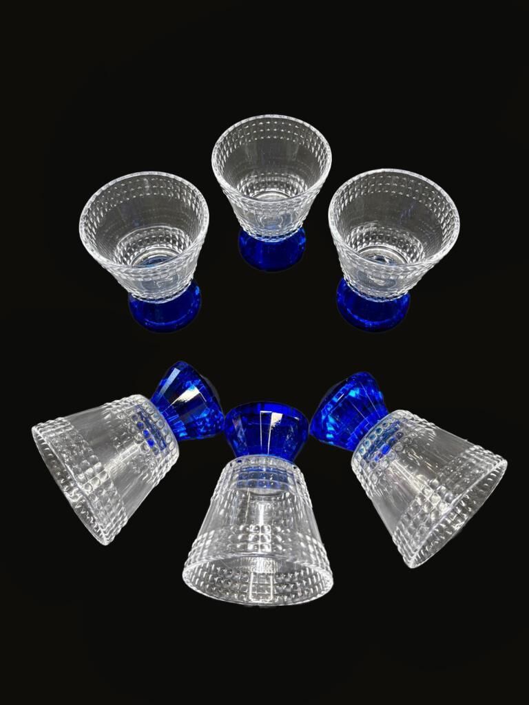 KRİSTAL AYAKLI LACİVERT 6'LI KAHVE YANI BARDAK