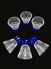 KRİSTAL AYAKLI LACİVERT 6'LI KAHVE YANI BARDAK
