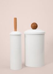 STRİPE BEYAZ ÇÖP KOVASI&TUVALET FIRÇASI