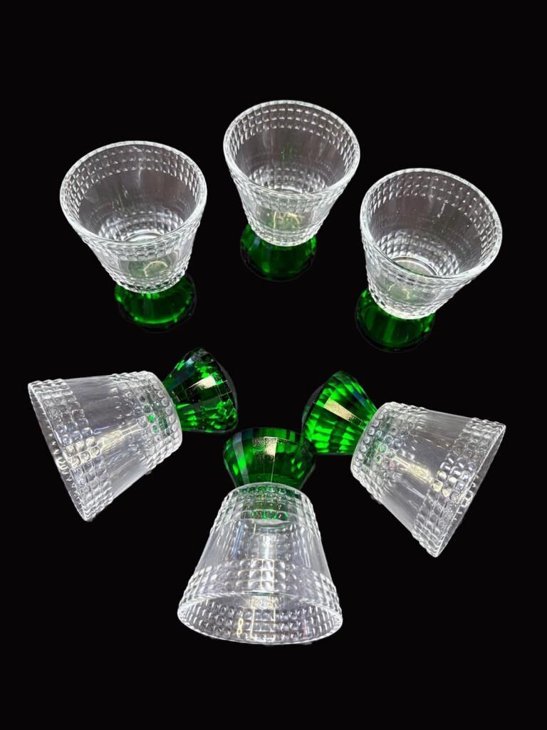 KRİSTAL AYAKLI YEŞİL 6'LI KAHVE YANI BARDAK