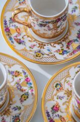 ZALE 24K ALTIN YALDIZLI 6 KİŞİLİK TÜRK KAHVESİ FİNCAN TAKIMI