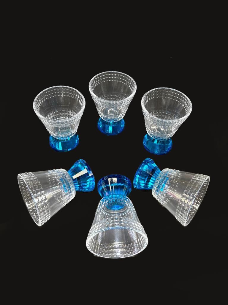 KRİSTAL AYAKLI MAVİ 6'LI KAHVE YANI BARDAK