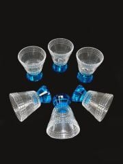 KRİSTAL AYAKLI MAVİ 6'LI KAHVE YANI BARDAK